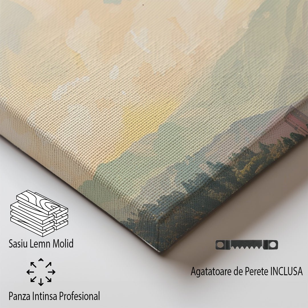 Tablou Canvas Print oras Bogota culori vibrante munte stil pastelat