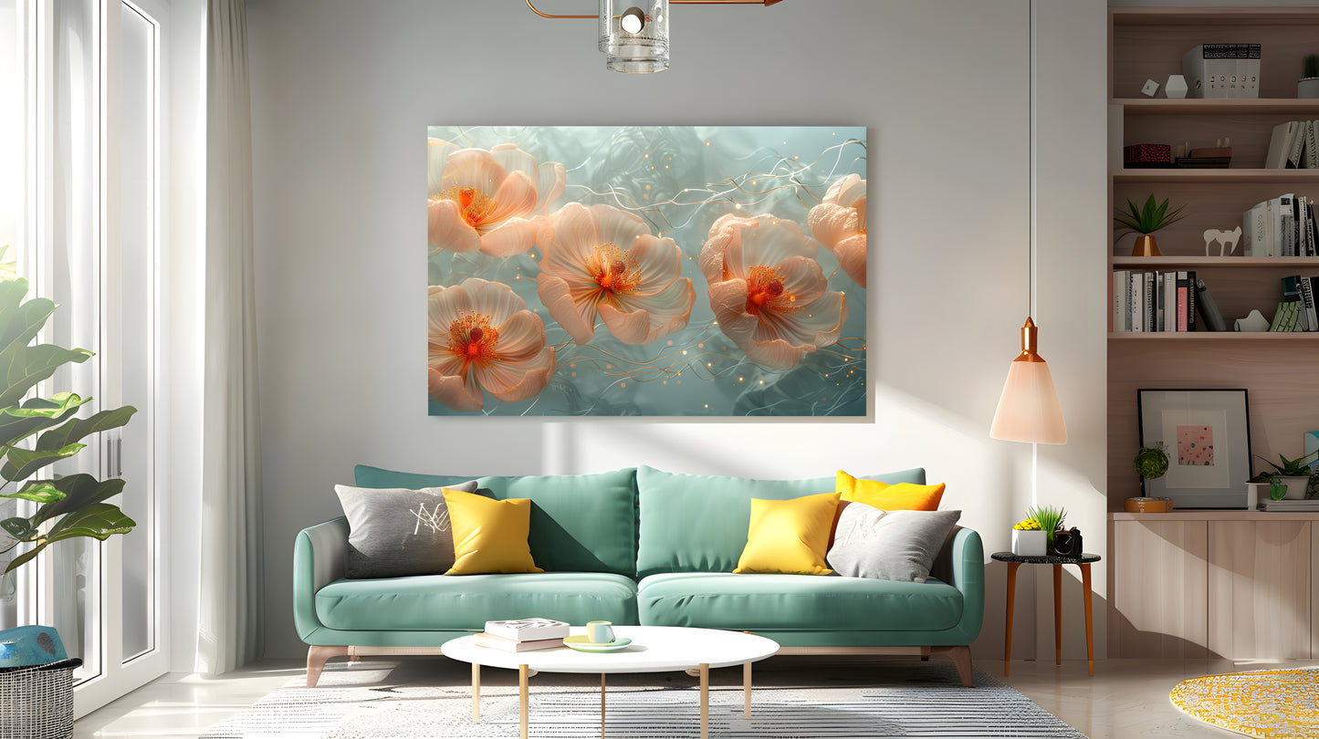 Tablou Canvas flori eterice scanteietoare in tonuri pastelate | The Print Studio