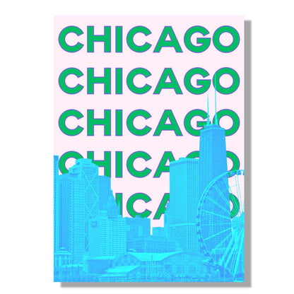 Tablou Canvas skyline Chicago vibrant stil pop-art | The Print Studio