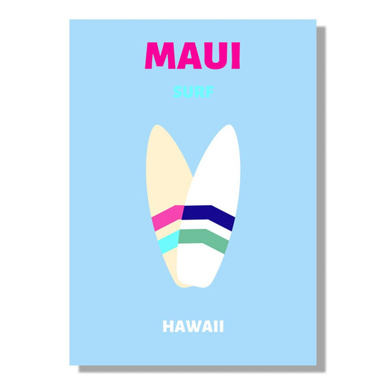 Tablou Canvas placi surf Hawaii si valuri in stil minimalist | The Print Studio