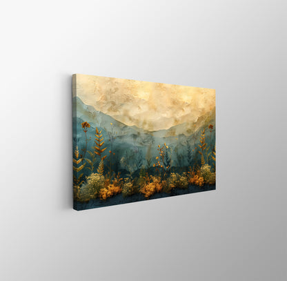 Tablou Canvas camp verde cu flori naturale in stil abstract | The Print Studio