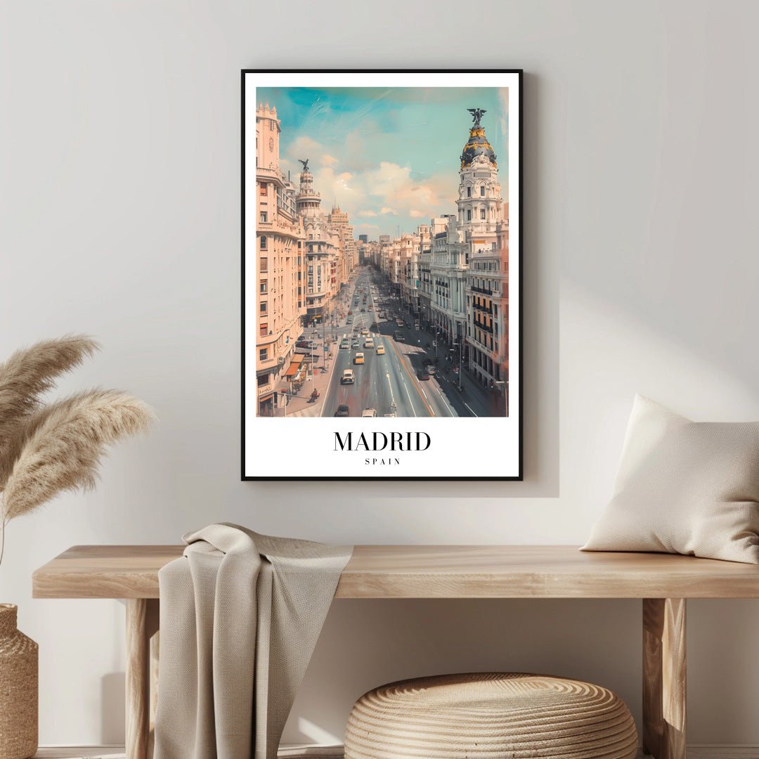 Tablou Canvas bulevard Madrid sub cer senin | The Print Studio