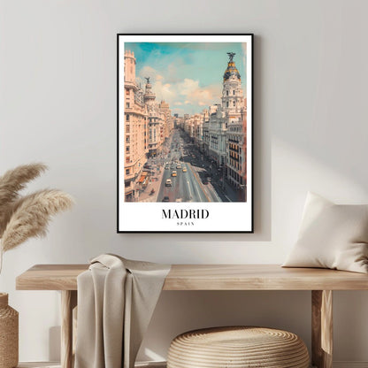 Tablou Canvas bulevard Madrid sub cer senin | The Print Studio