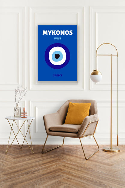 Tablou Canvas ochi albastru Mykonos privire misterioasa | The Print Studio