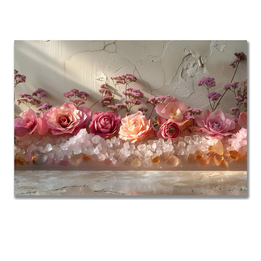 Tablou Canvas flori delicate roz pe fundal vintage | The Print Studio