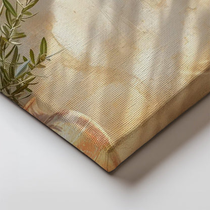 Tablou Canvas vas ceramic si umbra frunze maslin realist | The Print Studio