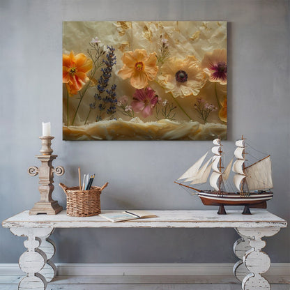 Tablou Canvas flori de camp vibrante pe fundal de lavanda | The Print Studio