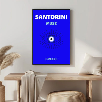 Tablou Canvas privire albastra, serenitate in Santorini | The Print Studio