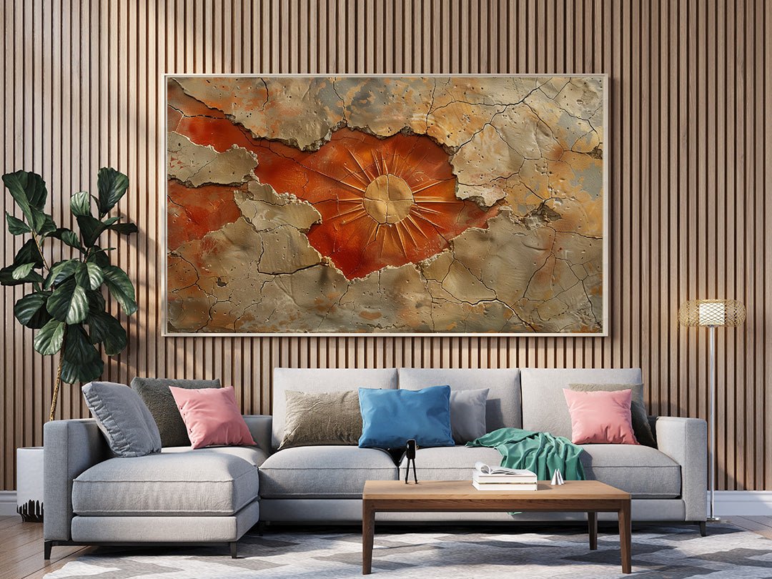 Tablou Canvas soare stralucind pe pamant crapat abstract | The Print Studio