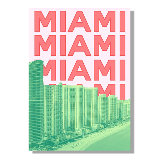 Tablou Canvas Miami zgarie-nori pop-art pe plaja | The Print Studio