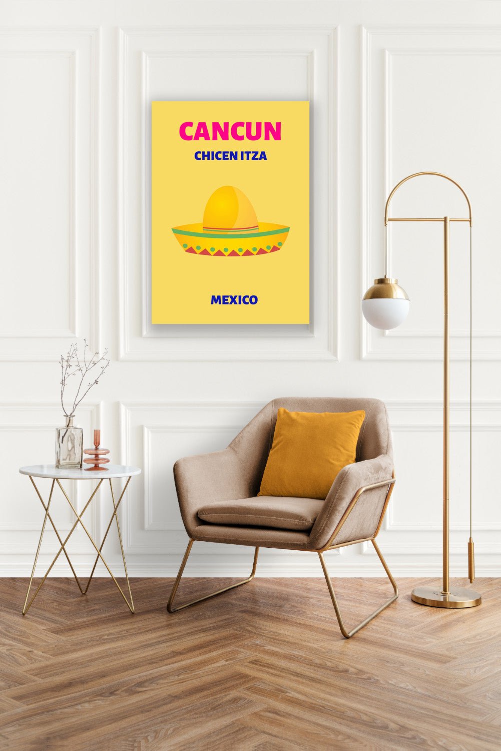 Tablou Canvas sombrero vibrant pe fundal simplu Cancun | The Print Studio