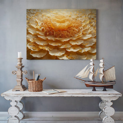 Tablou Canvas Floare Aurie cu Petale Elegante si Abstracte | The Print Studio