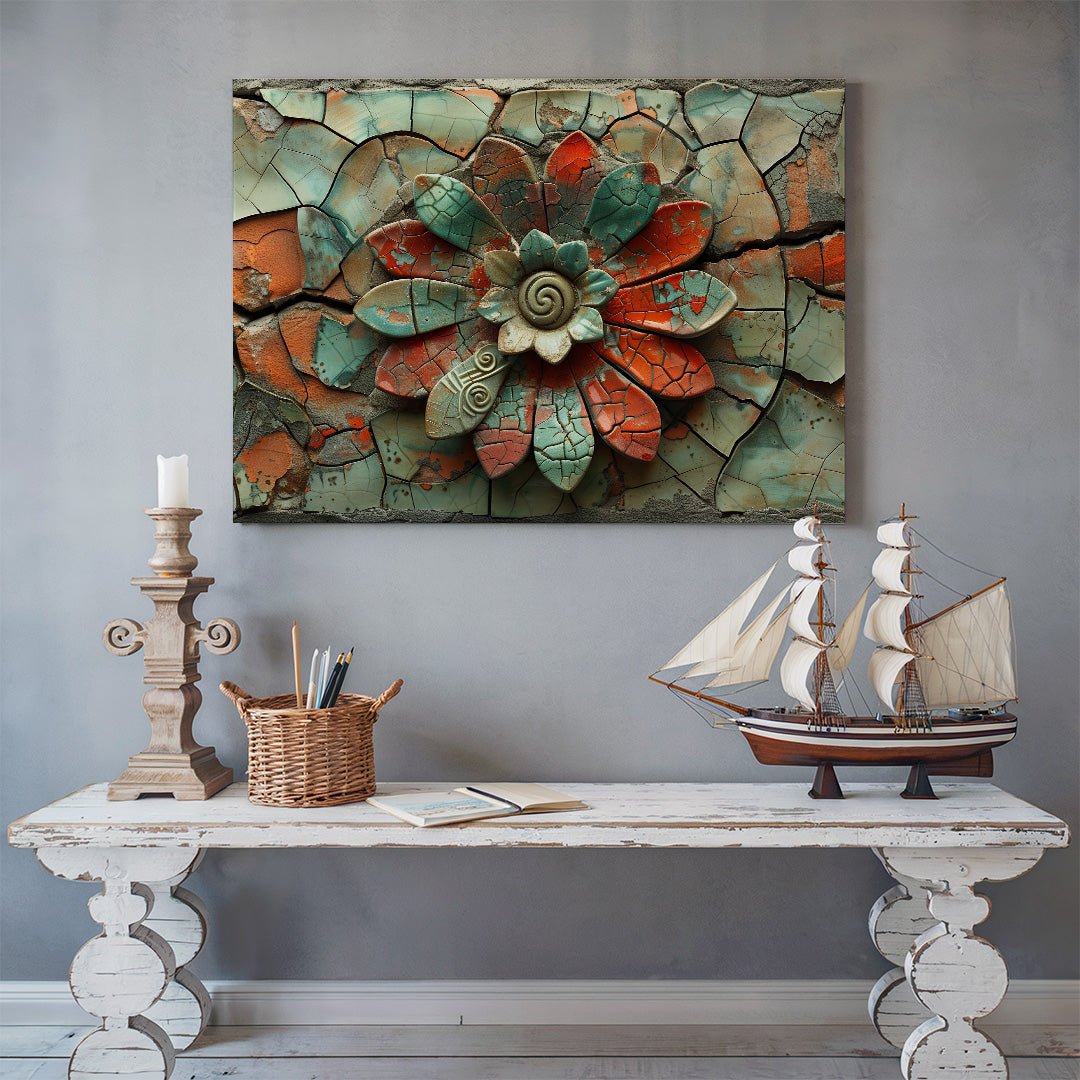 Tablou Canvas floare ceramica colorata textura jucausa | The Print Studio