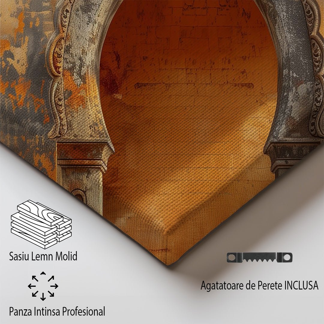 Tablou Canvas poarta orientala cu textura portocalie vie | The Print Studio