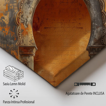 Tablou Canvas poarta orientala cu textura portocalie vie | The Print Studio