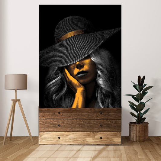 Tablou Canvas Black & Gold Eleganță Misterioasă Silhouette