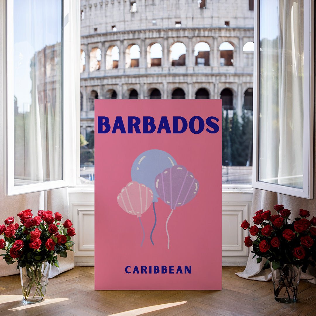 Tablou Canvas baloane colorate plutind vesel in stil minimalist | The Print Studio