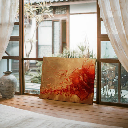Tablou Canvas floare rosie delicata pe fond luminos abstract | The Print Studio
