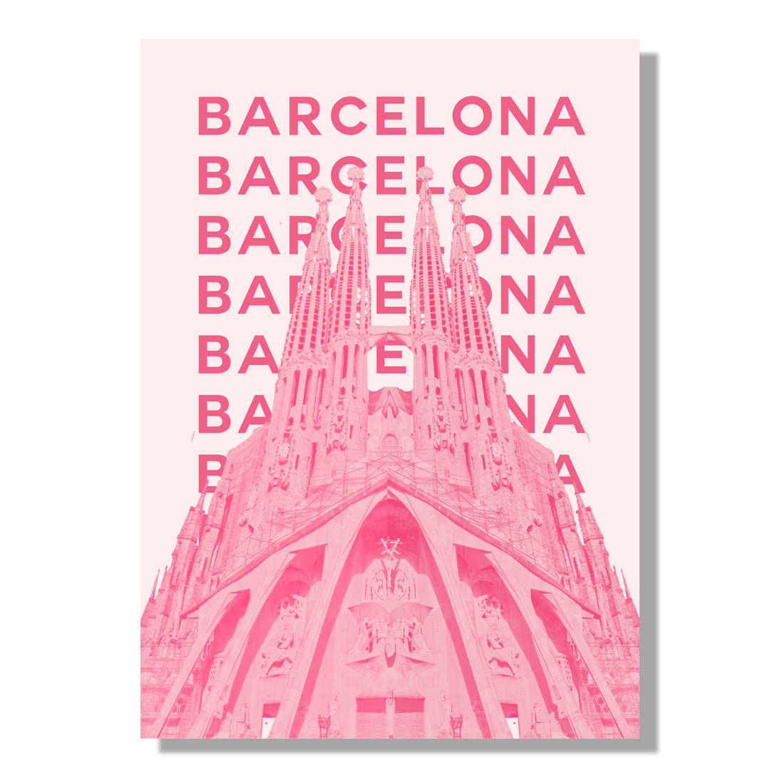 Tablou Canvas catedrala Barcelona roz stil modern vibrant | The Print Studio