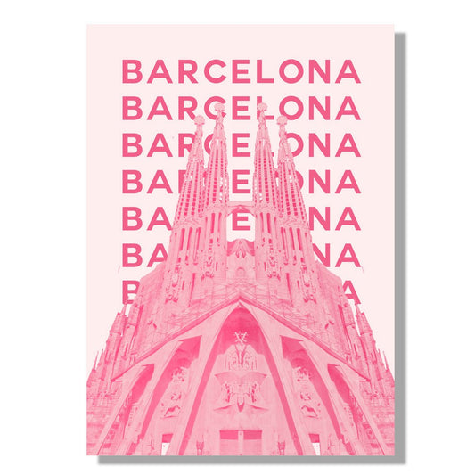 Tablou Canvas catedrala Barcelona roz stil modern vibrant | The Print Studio