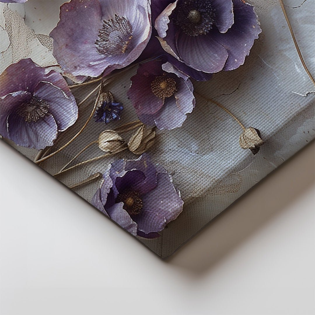 Tablou Canvas flori lila texturate romantice in stil realist | The Print Studio