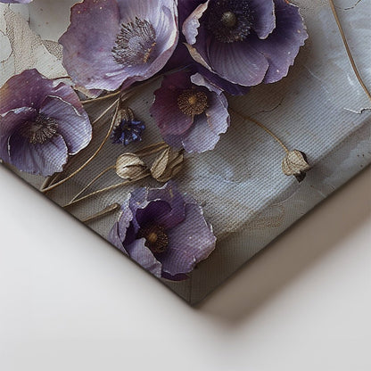 Tablou Canvas flori lila texturate romantice in stil realist | The Print Studio