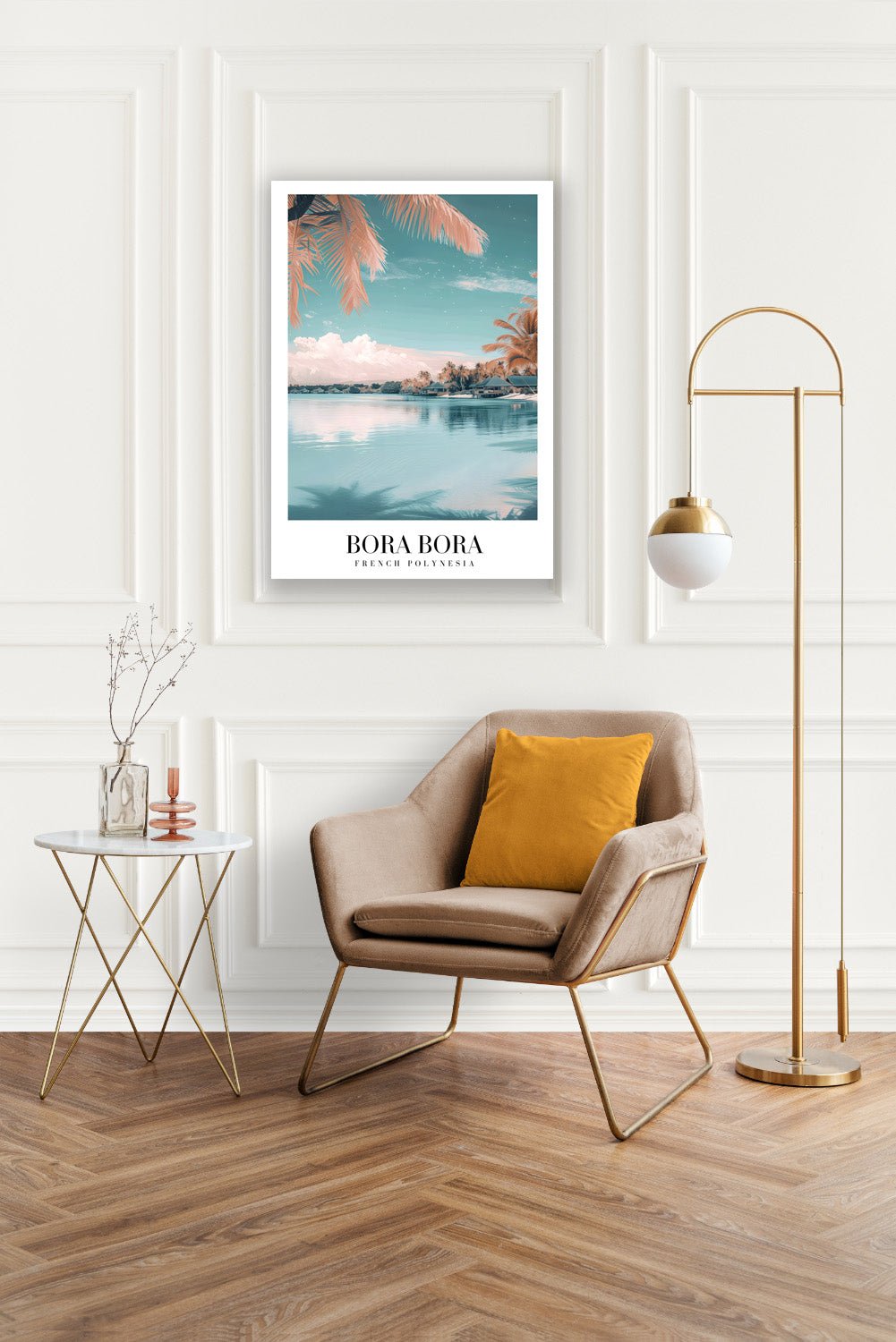 Tablou Canvas apus tropical Bora Bora ocean lin stil pastel | The Print Studio