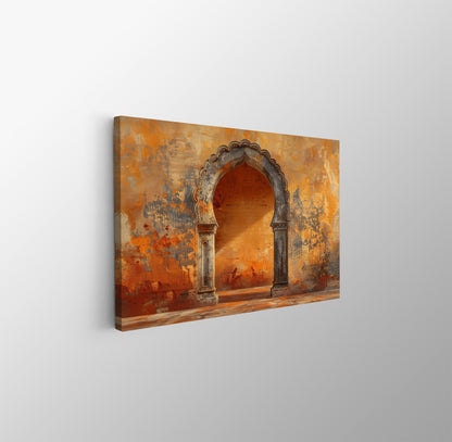 Tablou Canvas poarta orientala cu textura portocalie vie | The Print Studio