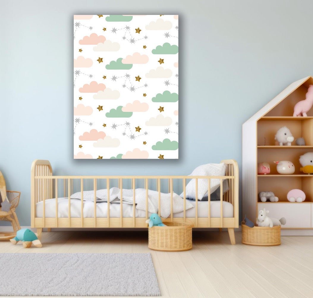 Tablou Canvas pentru Copii "Vis de Nori Pastel" - Design Decorativ Unic