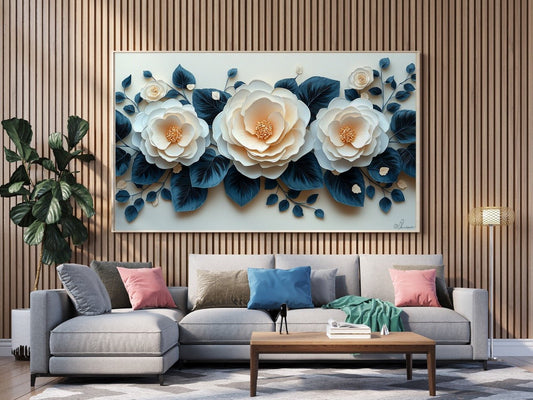 Tablou Canvas Natura Flori 3D în Relief Elegantă pentru Living