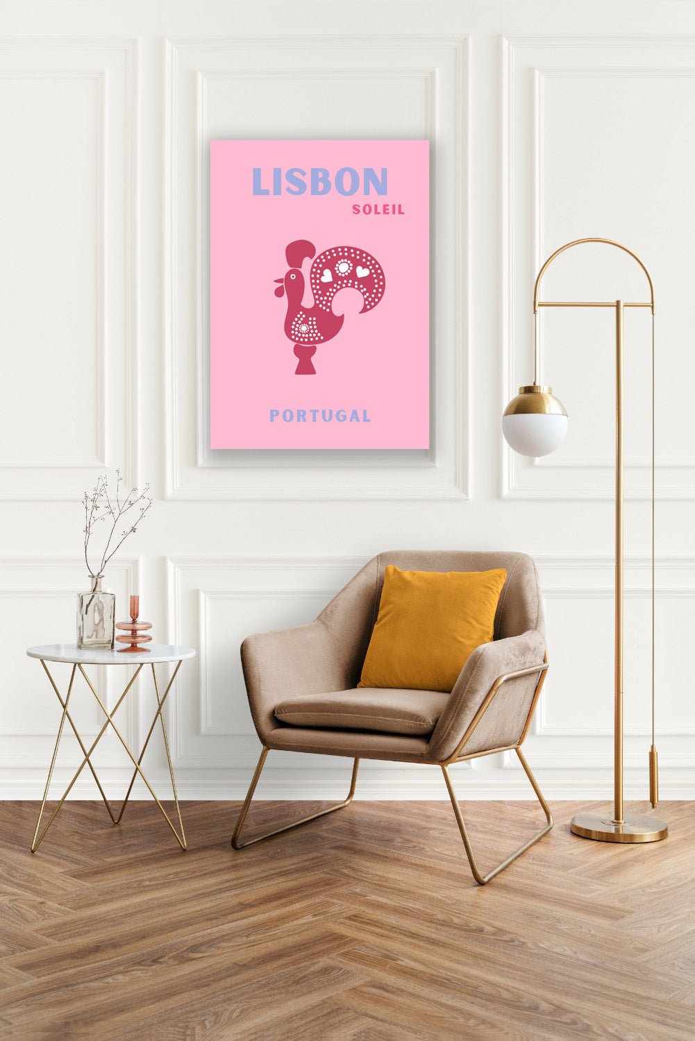 Tablou Canvas Print cocos portughez, roz vibrant, stil grafic