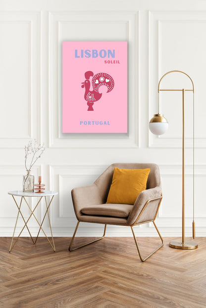 Tablou Canvas Print cocos portughez, roz vibrant, stil grafic