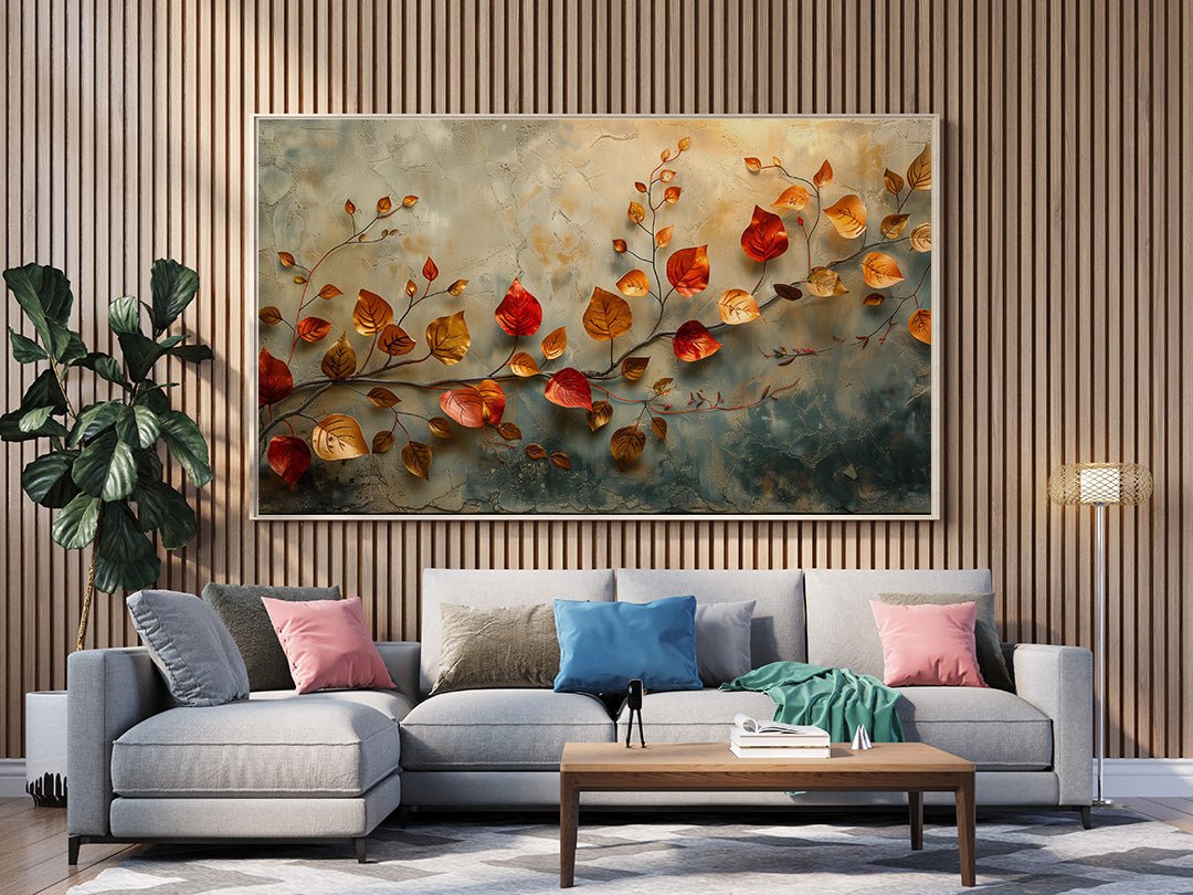 Tablou Canvas frunze aramii si ramuri toamna vibranta | The Print Studio