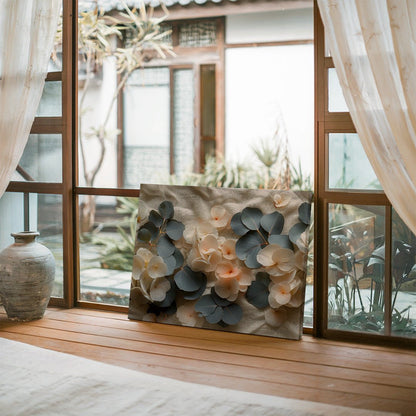 Tablou Canvas flori delicate si frunze elegante in natura romantic realista | The Print Studio