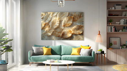 Tablou Canvas Frunze Aurii Stralucitoare Eleganta Naturala | The Print Studio