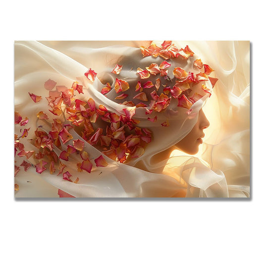 Tablou Canvas silueta feminina cu flori delicate in stil abstract | The Print Studio