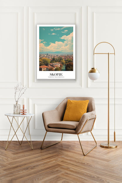 Tablou Canvas Print Skopje cer senin copaci verzi stil realist
