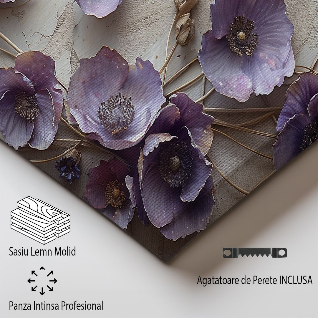 Tablou Canvas flori lila texturate romantice in stil realist | The Print Studio