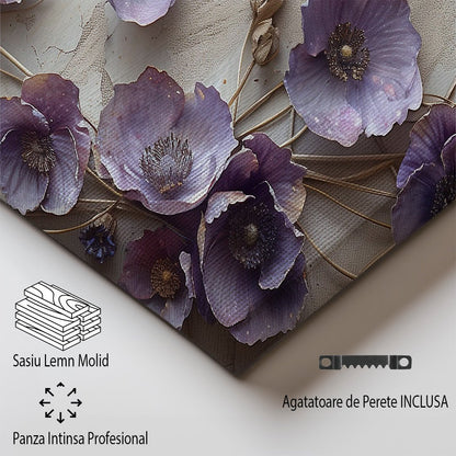 Tablou Canvas flori lila texturate romantice in stil realist | The Print Studio