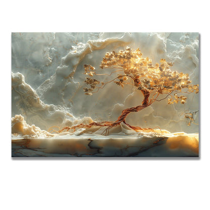 Tablou Canvas copac auriu scaldat in lumina naturala | The Print Studio