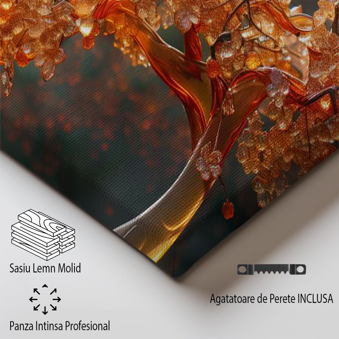 Tablou Canvas arbore stralucitor in lumini aurii abstracte | The Print Studio