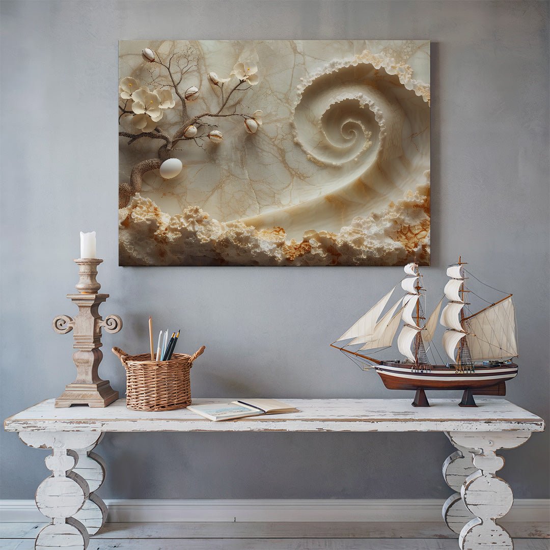 Tablou Canvas copac inflorit scaldat in valuri de culoare | The Print Studio