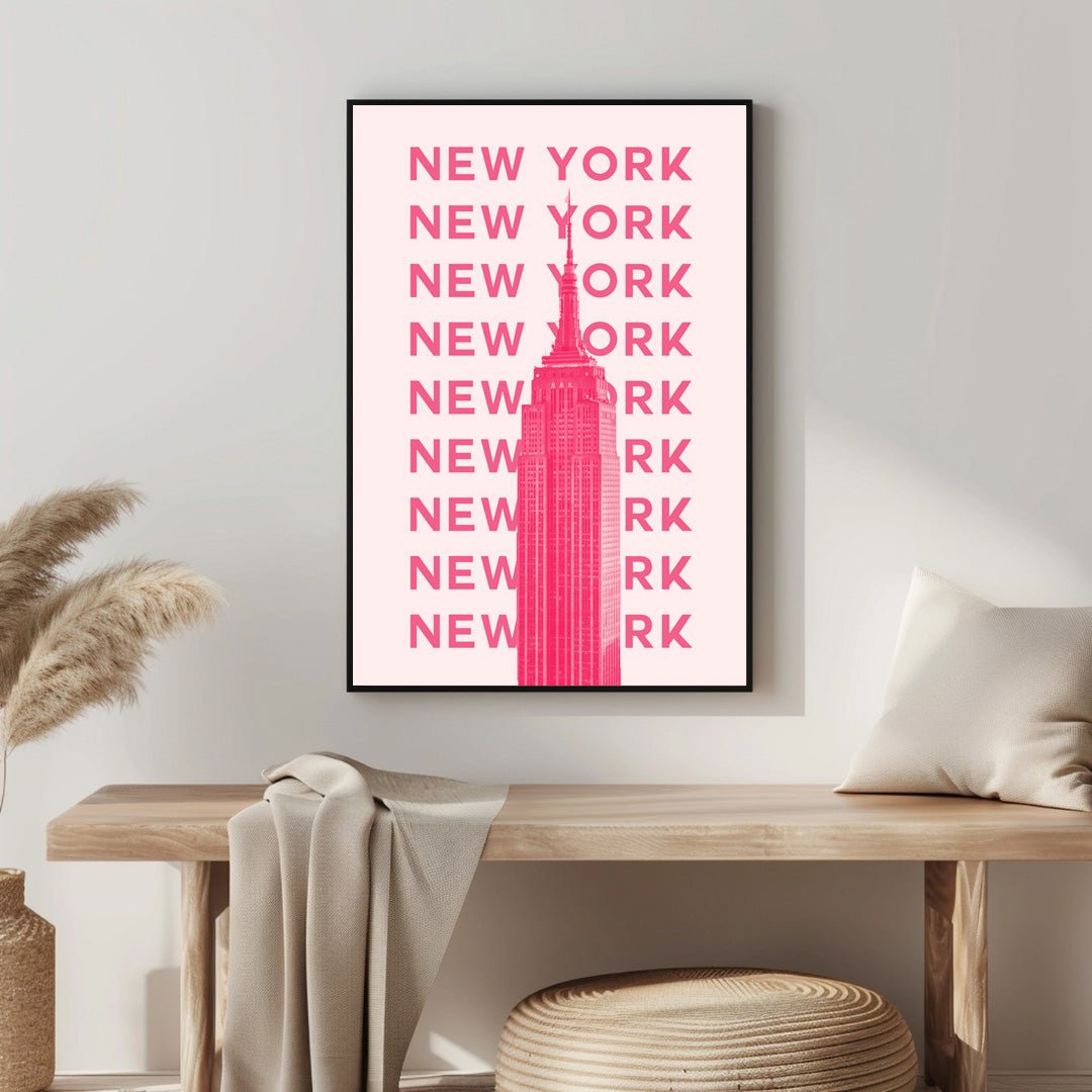 Tablou Canvas Empire State roz pe fundal modern New York | The Print Studio