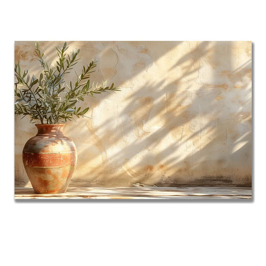 Tablou Canvas vas ceramic si umbra frunze maslin realist | The Print Studio