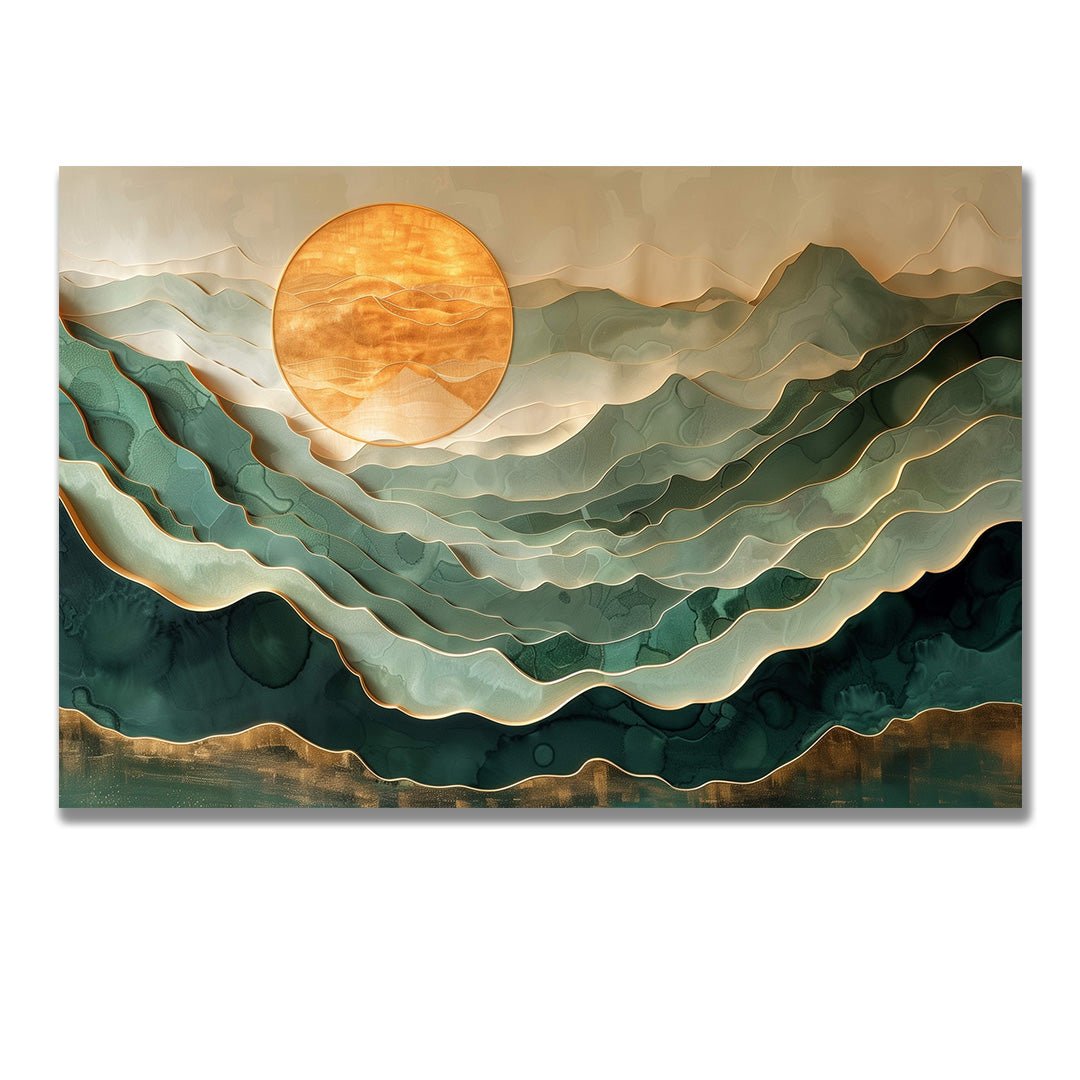 Tablou Canvas peisaj montan abstract cu linii si lumini | The Print Studio