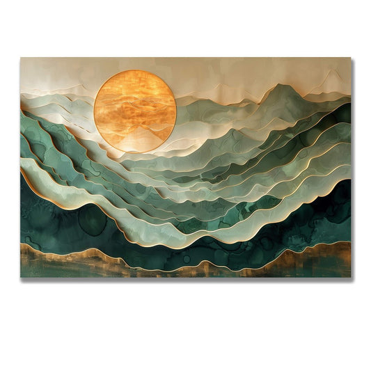 Tablou Canvas peisaj montan abstract cu linii si lumini | The Print Studio