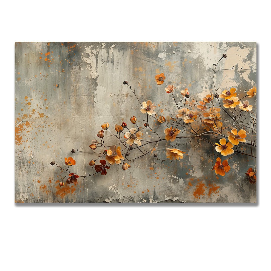 Tablou Canvas flori portocalii pe fundal de toamna vintage | The Print Studio