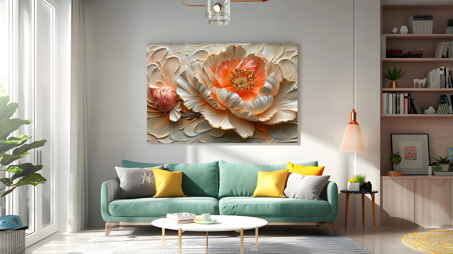 Tablou Canvas flori opulente cu petale luxuriante texturate | The Print Studio