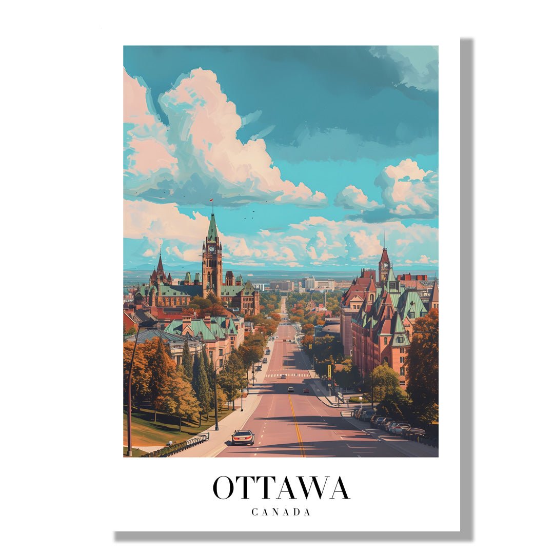 Tablou Canvas Print Ottawa cer albastru nori albi stil ilustrativ