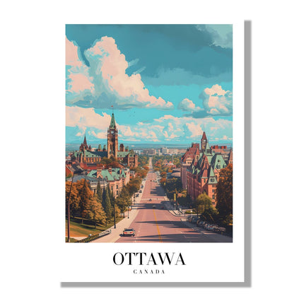 Tablou Canvas Print Ottawa cer albastru nori albi stil ilustrativ